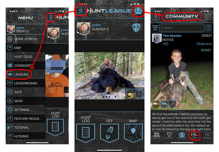 Finding Leagues in the app