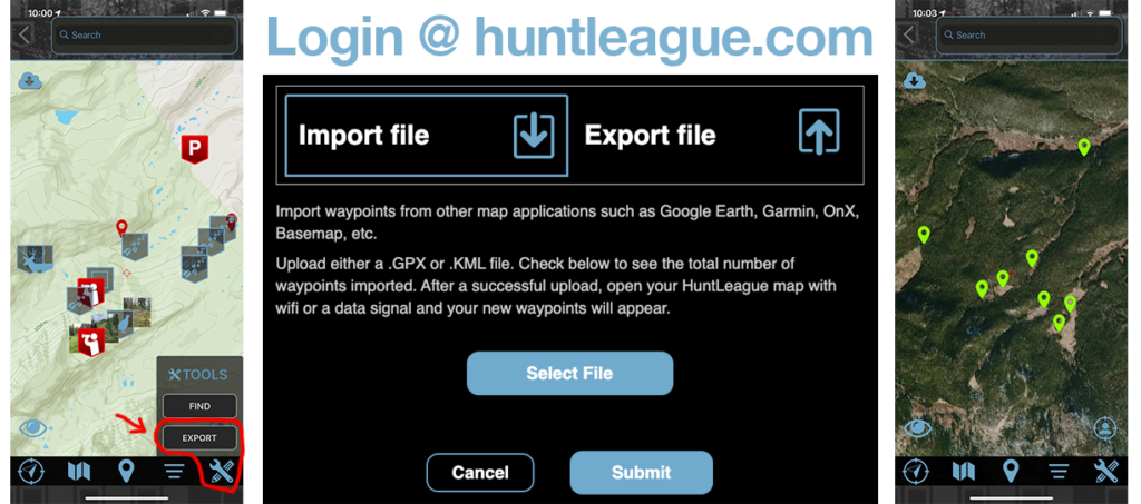 Import and export waypoints on the website
