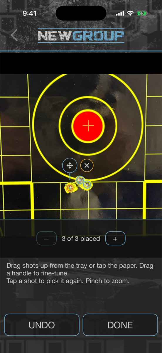 Three shots placed on the target