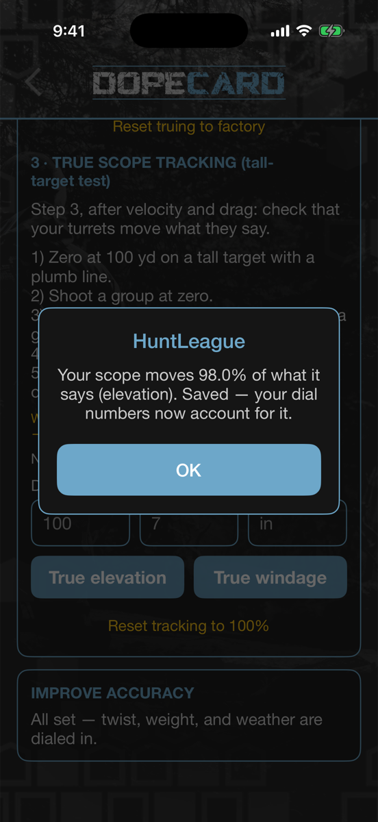 Scope tracking saved: dial numbers now account for it