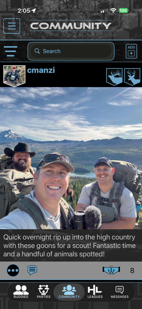 HuntLeague community feed