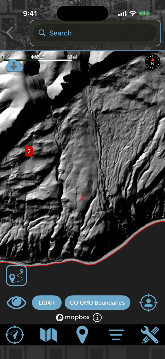 Full LiDAR map in grayscale with the unit boundary and unit number on top