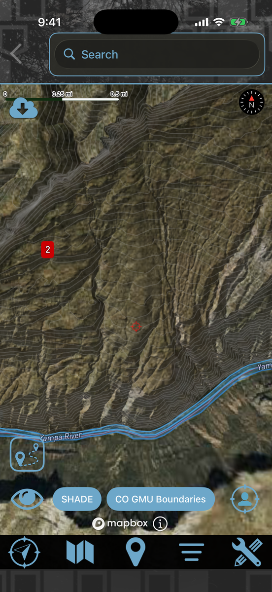 Satellite map with LiDAR shading over it
