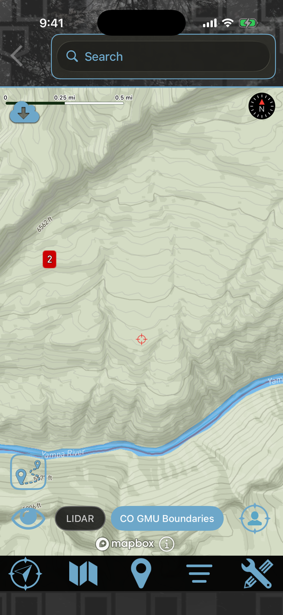 Topo map of a Colorado hunting unit with no LiDAR shading