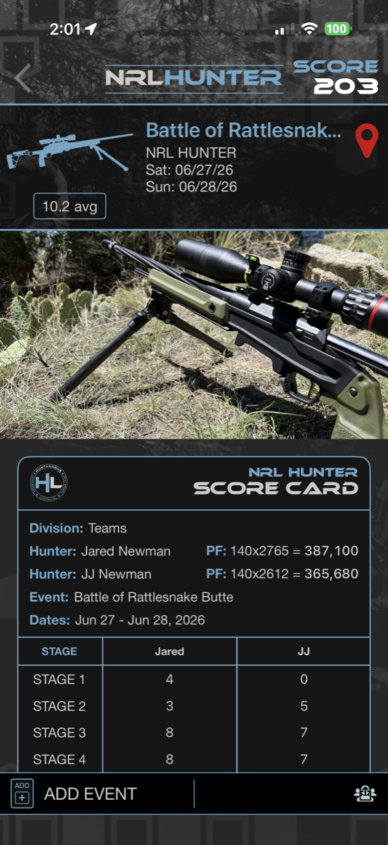 HuntLeague shooting scorecard